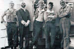 Eric Bearman on the left in what looks like a gun crew. From the left, Eric, Ted Slater, Roy Finlow, Bob Roberts, Bill Bevan, Whacker Payne