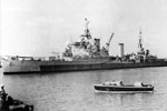 HMS Bermuda, flagship of 5 Cruiser Squadron, enroute from Yokohama to Hong Kong in July 1946.