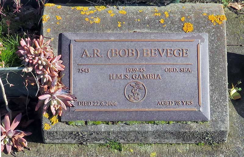 Bob Bevege's memorial, Kaiapoi Public Cemetery, New Zealand