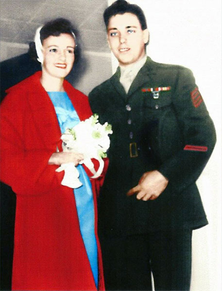 Gloria and Hank Herbowy on their wedding day, February 1, 1958