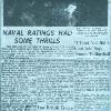 Newspaper cutting. The headline reads "Naval Ratings had some Thrills"