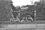 Members of HMNZS Gambia's crew outside the Imperial Palace, Tokyo. Photo kindly supplied by Peter Bennett.