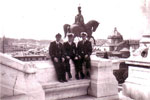 Electrical Artificer Alan Clements with Ordnance Artificers Hilton and Sturges on The King Victor Emmanuel Monument, Rome. Photo from Alan Clements
