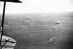 Malta convoy, August 10-12, 1942. The convoy to Malta, with its huge escort, about to enter the Mediterranean. Fifteen Merchant ship's were escorted by 5 aircraft carriers; Indomitable, Victorious, Eagle, Furious and Argus, 2 battleships; Nelson and Rodney, 7 Cruisers and 30 Destroyers. Photo: Lt. F. G. Roper. Imperial War Museum A 11151