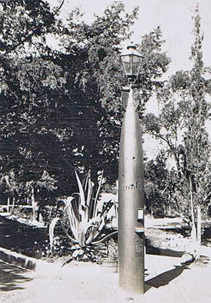The WWI torpedo used as a postbox and lamp at Diyatalawa