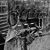 While refuelling at sea on Monday, October 16, 1950, HMS Gambia and HMS Phoebe collided. This is the damage to HMS Gambia's bow. Photo from Anne Irvine.