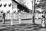 King George VI passed away on February 6, 1952. This is HMS Gambia's funeral service held at Cochin, India in February, 1952. Photo from Anne Irvine.