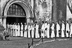 King George VI passed away on February 6, 1952. This is HMS Gambia's funeral service held at Cochin, India in February, 1952. Photo from Anne Irvine.