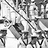 King George VI passed away on February 6, 1952. This is HMS Gambia's funeral service held at Cochin, India in February, 1952. Photo from Anne Irvine.
