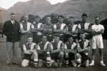 HMS Gambia's soccer team in Mauritius, 1955. Photo kindly submitted by Janet Kirkham, niece of sick berth attendant Ken Griffin