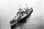 HMS Birmingham, a Southampton class cruiser sometime between November 1944 and June 1945. Imperial War Museums A 30321