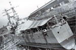 HMS Gambia in drydock at Rosyth. No date. HMS Gambia Association