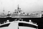 HMS Gambia from motor boat, 1951. Dad's photo albums