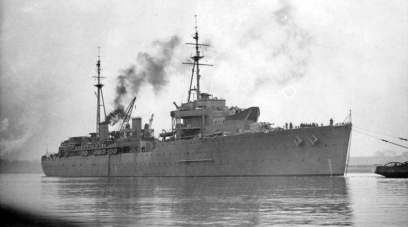 HMS Hecla under tow in WWII