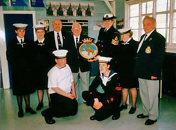 Presenting Huddersfield Sea Cadets with the HMS Gambia plaque