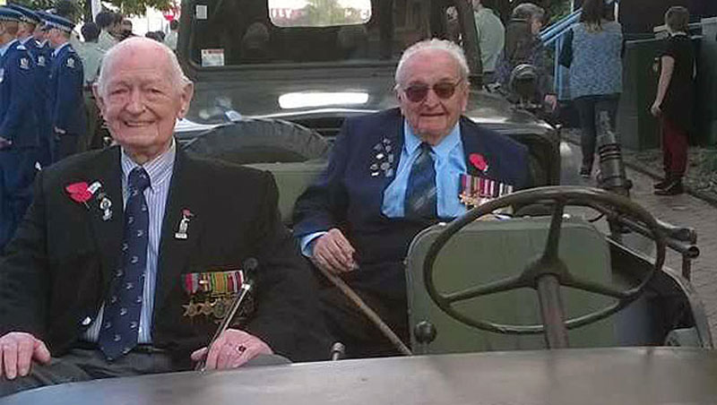 Patrick Monaghan (left) and Kevin Mills during an Anzac Day parade