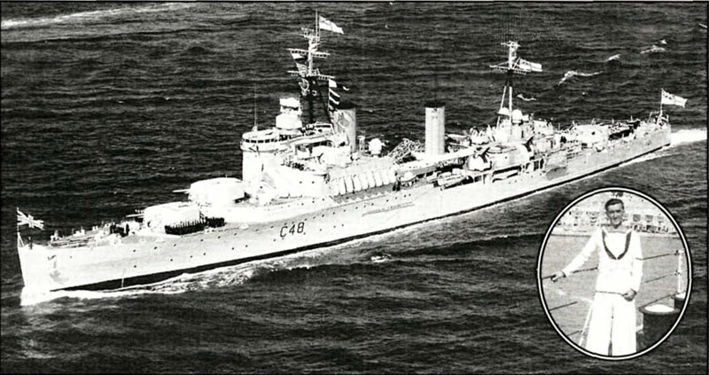 First Ashore: HMS Gambia brought humanitarian aid to the Green island of Zakynthos, devastated by an earthquake in 1953. Inset: Les Newman was there - and back again 50 years on Quake relief