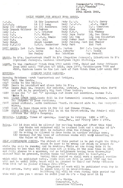 Orders from the 1952/54 commission