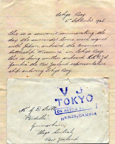George Douglas Scott's VJ souvenir letter and envelope