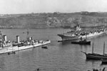 HMS Bermuda and HMS Warrior entering Grand Harbour, Valletta, Malta in 1953. Photo from dad's photo albums. HMS Bermuda was a Crown Colony-class cruiser. Dad served on HMS Gambia, her sister ship, from 1950 to 1952. HMS Warrior was a Colossus-class aircraft carrier and dad served on her from 1953 to 1955.