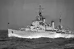 HMS Gambia at speed, Malta, 1954