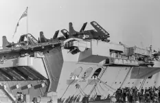 HMS Albion. The planes are Douglas AD-4W Skyraider AEW1s