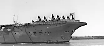 HMS Albion. The planes are Douglas AD-4W Skyraider AEW1s