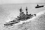 HMS Resolution with HMS Formidable during WWII. Resolution was used as part of HMS Shrapnel training establishment. Photo: Imperial War Museums A11792