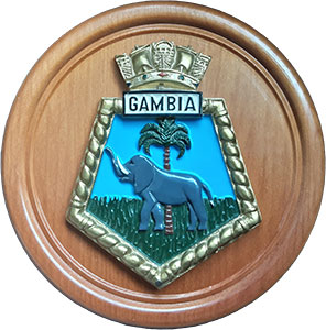 Wooden HMS Gambia crest from Cathy Shepherd