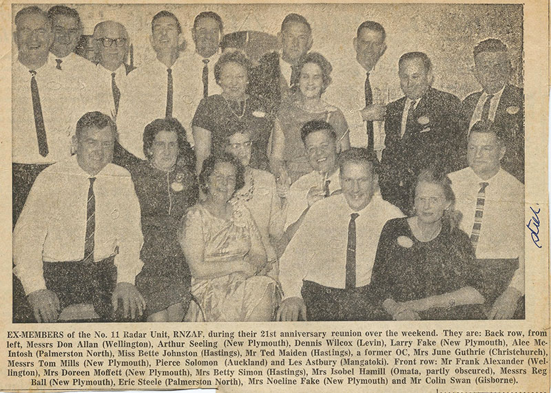 21st anniversary reunion, No. 11 Radar Unit, RNZAF