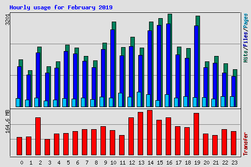 Hourly usage for February 2019