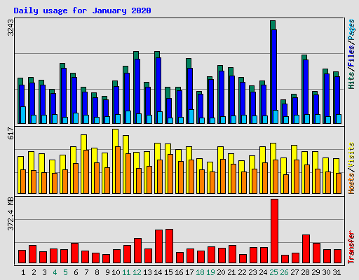 Daily usage for January 2020