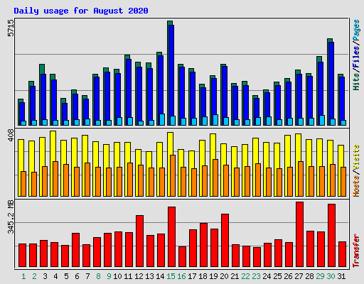 Daily usage for August 2020