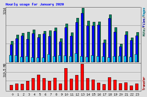 Hourly usage for January 2020