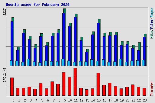 Hourly usage for February 2020
