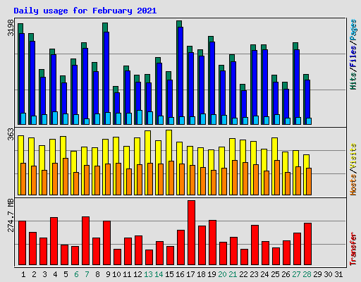 Daily usage for February 2021