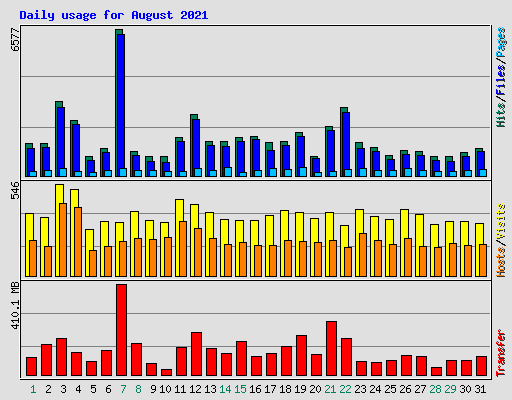 Daily usage for August 2021