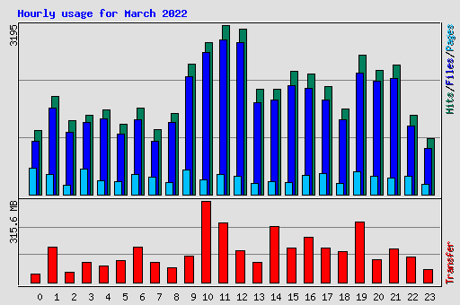 Hourly usage for March 2022