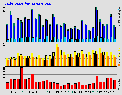 Daily usage for January 2025