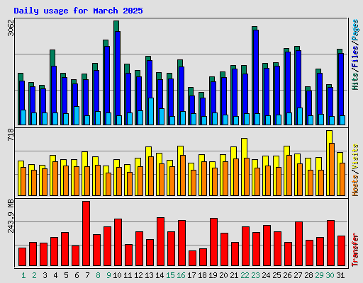 Daily usage for March 2025